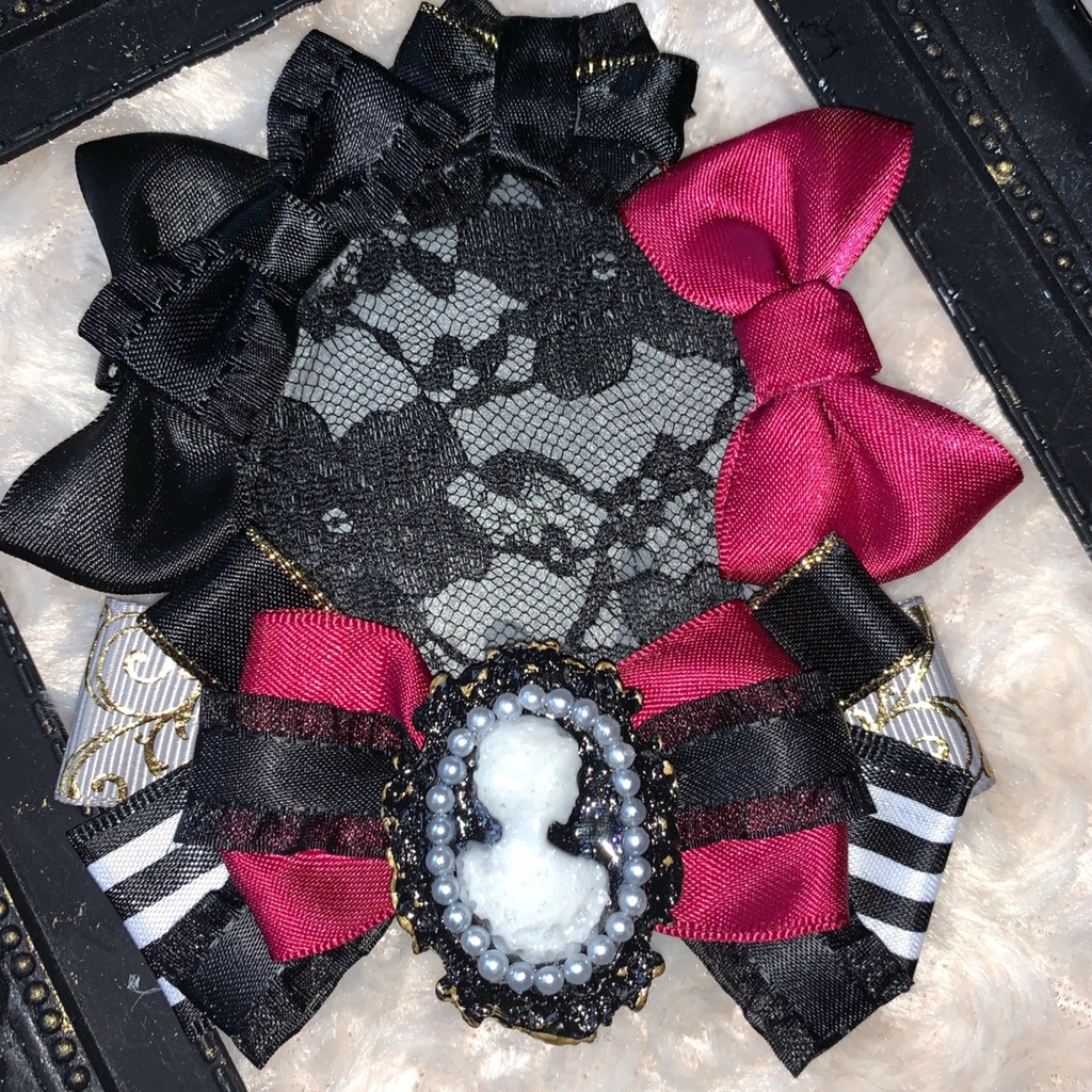 リボンロゼット【高貴な茶会ver.blackカメオ】