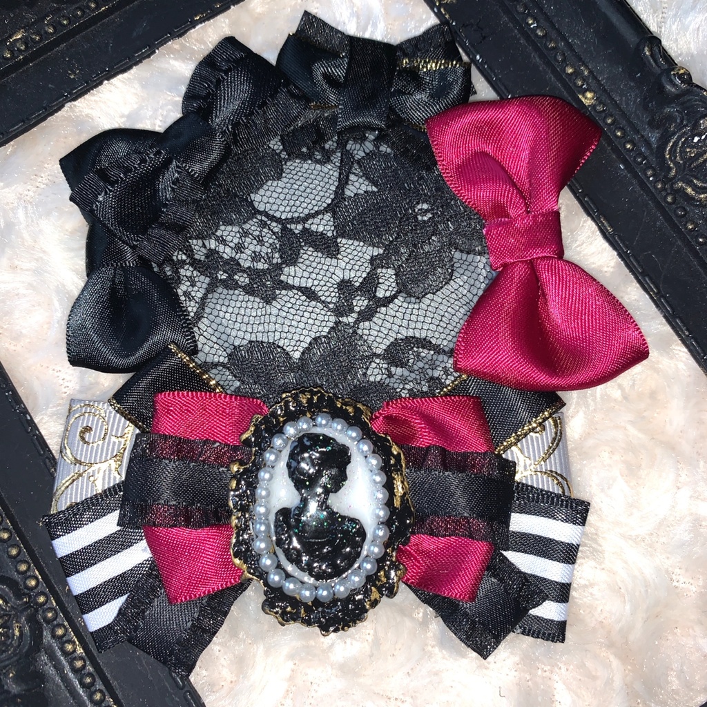 リボンロゼット【高貴な茶会ver.Whiteカメオ】