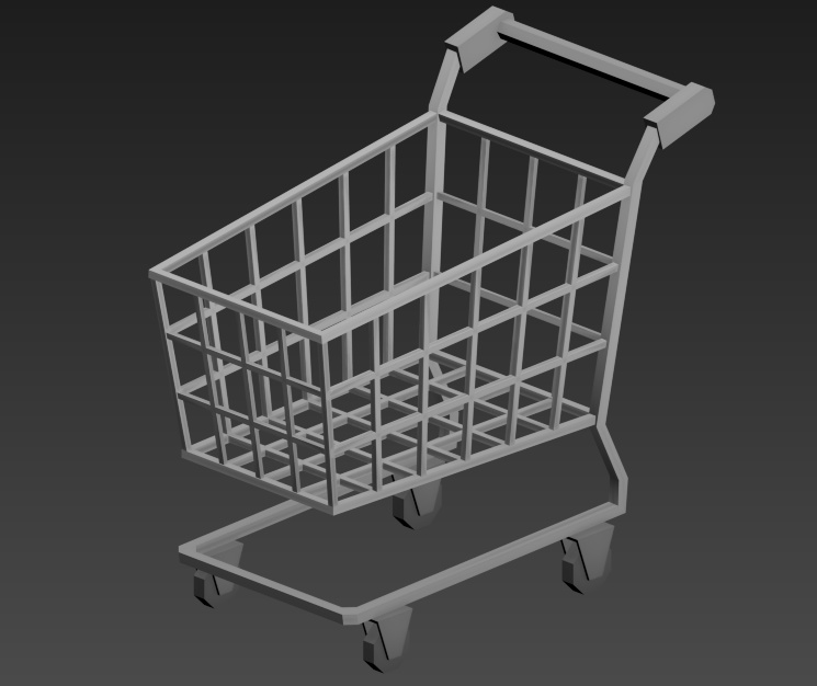 Low Poly Shopping Cart (868 Polygons) - Game Ready Asset