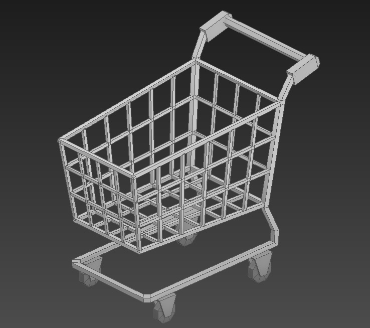 Low Poly Shopping Cart (868 Polygons) - Game Ready Asset