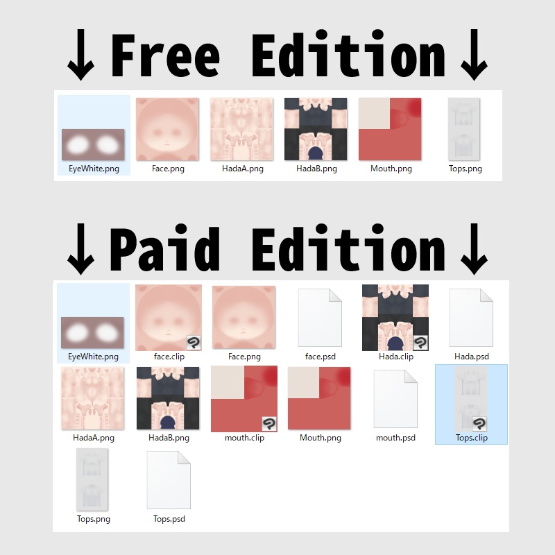 【無料有】顔肌 体肌 Tシャツ 口 白目 ダークなテクスチャセット【VRoid】