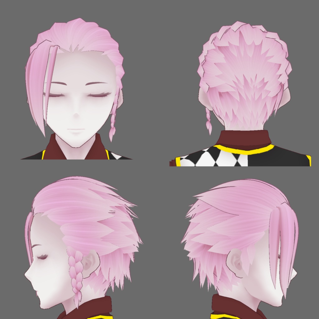 オールバック&三つ編み【VRoidヘアプリセット】