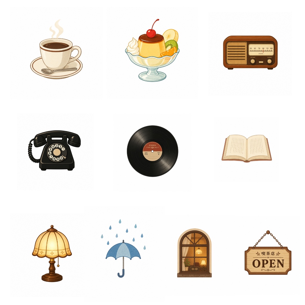 昭和喫茶 デジタルプランナーステッカー Vol.1 | Showa Retro Cafe Planner Stickers Vol.1