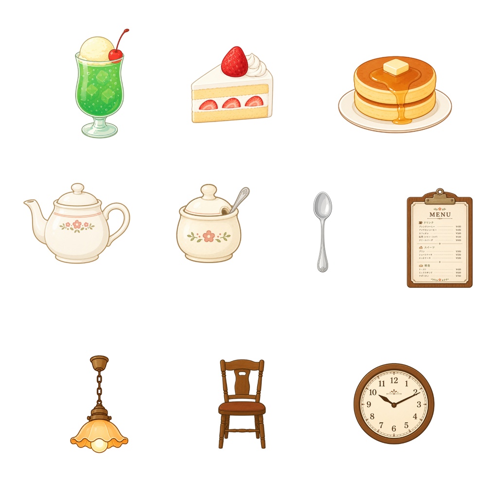 昭和喫茶 デジタルプランナーステッカー Vol.2 | Showa Retro Cafe Planner Stickers Vol.2