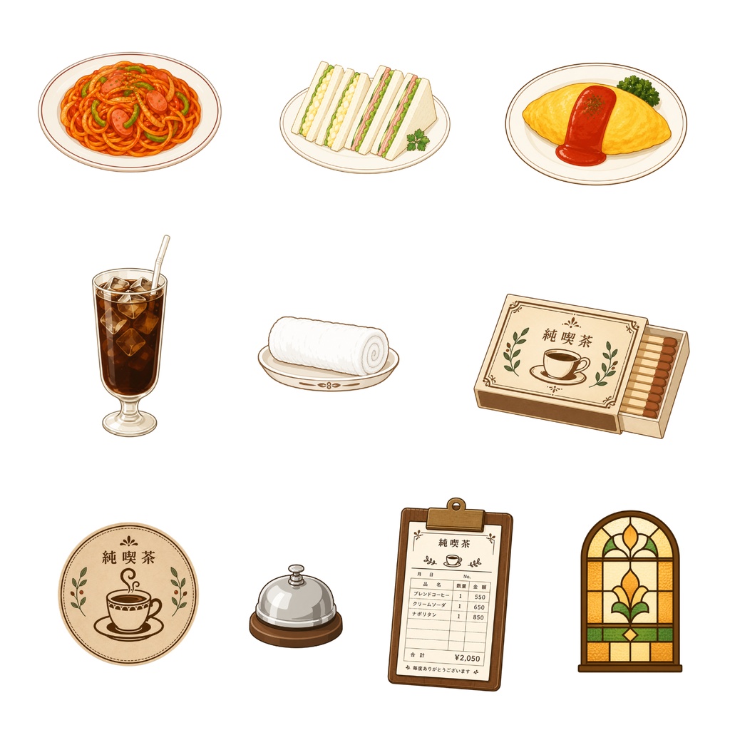 昭和喫茶 デジタルプランナーステッカー Vol.3 | Showa Retro Cafe Planner Stickers Vol.3