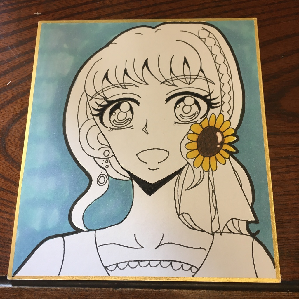 色紙 向日葵の女の子 ④