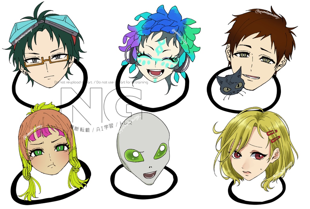 生首ヘアゴム(ラキオ、コメット、シピ、セツ)