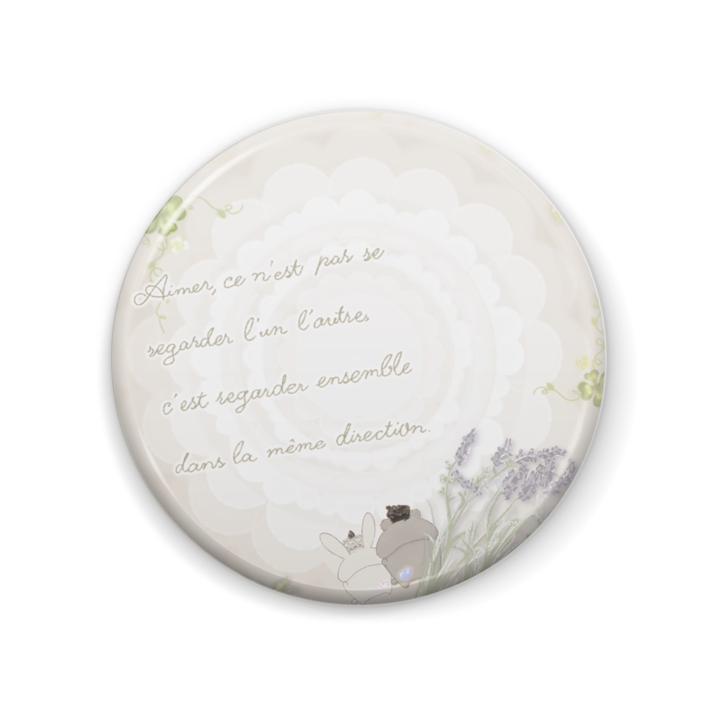 【缶バッジ】《シャビーホワイト》*ふわあま*どるちぇうさぎ&べあ*