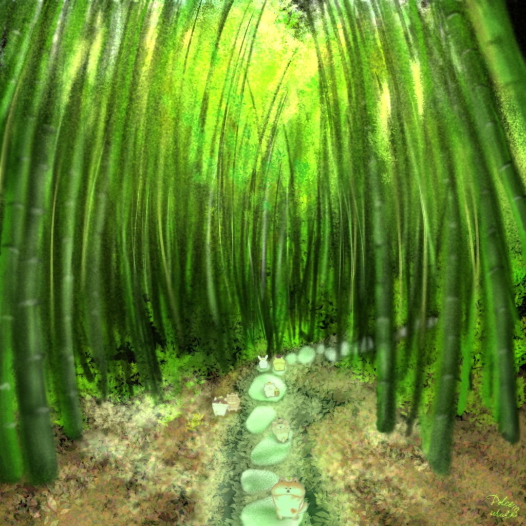 【角形コースター】《どるちぇ旅》*伝統的な竹林*