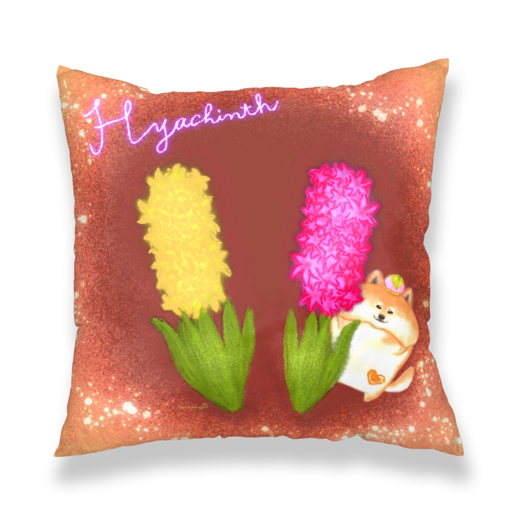 【クッションカバー】*誕生日花*ナスタチウム×ちわわ・ヒヤシンス×しば*