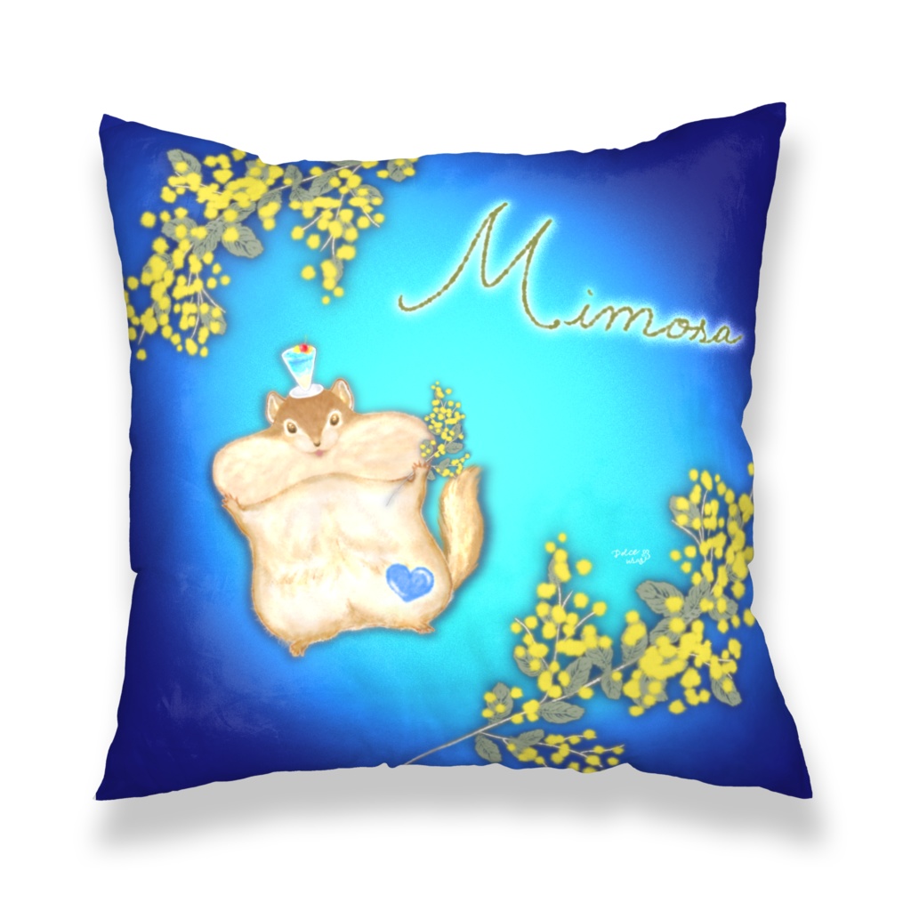 【クッションカバー】*誕生日花*シバザクラ×ひつじ・ミモザ×りす*