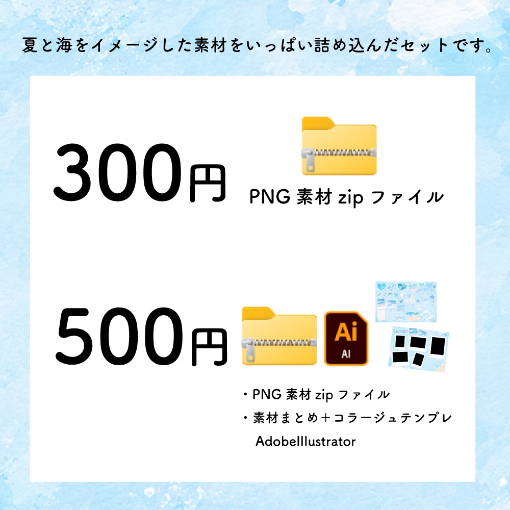 53点セット Summer Oucean 海と夏のコラージュ素材