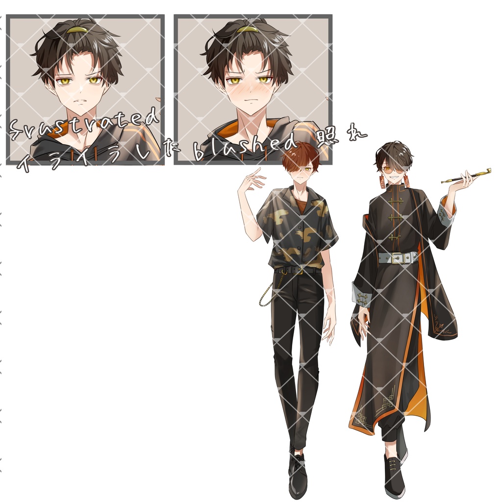 立ち絵素材No.22_青年_男性_黒髪_チャイナ服