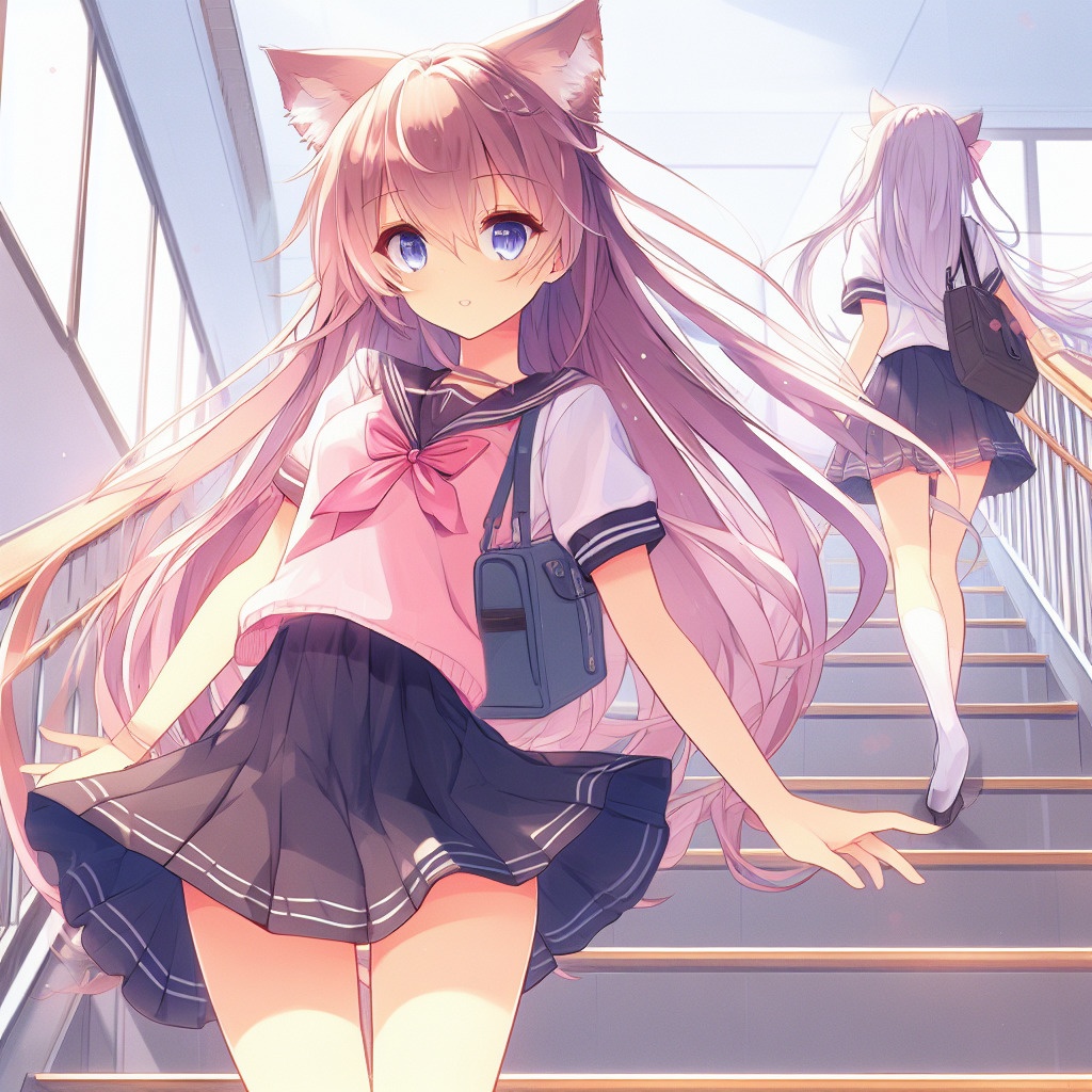 猫耳少女（階段）４枚