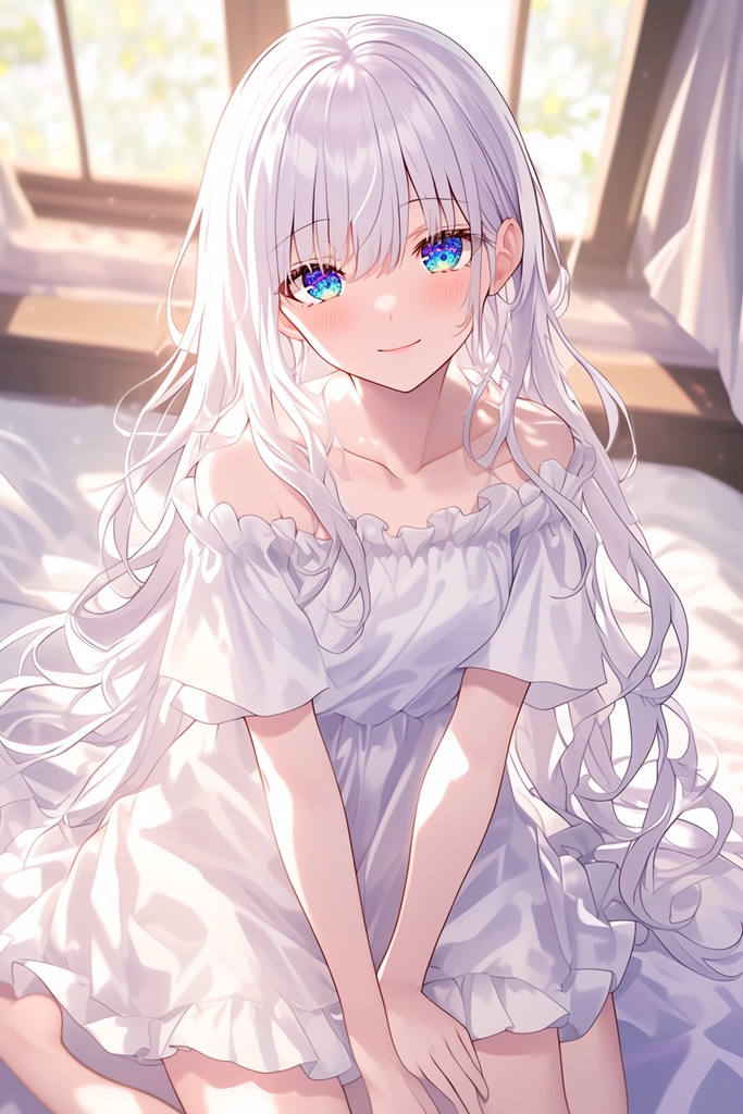 ベッドで寝ている銀髪の女の子