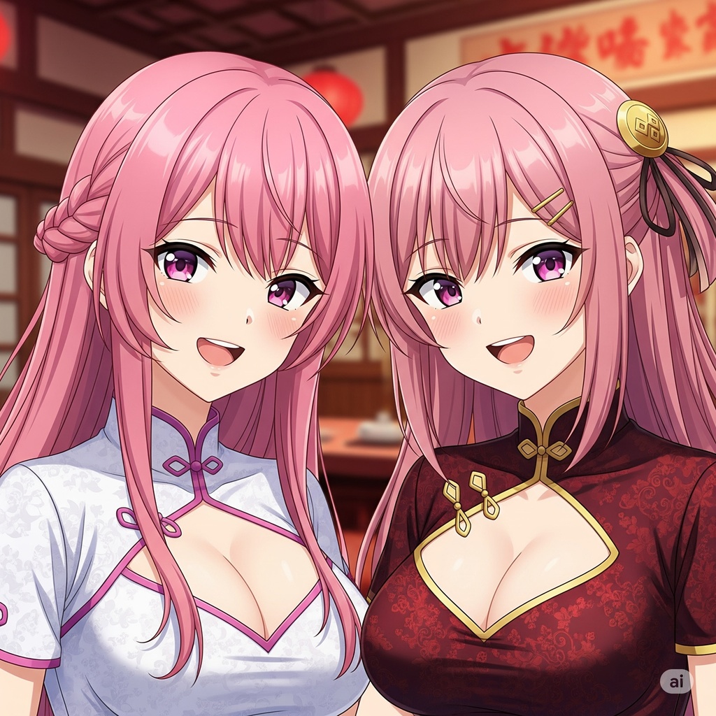 チャイナドレスの双子