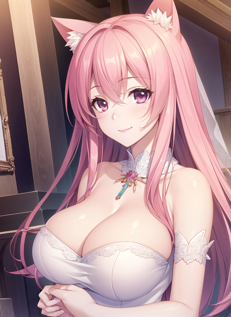 ウェディングドレスの猫耳ちゃん