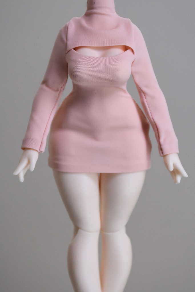 1/12 1/10 1/8 胸元カットアウト ボディコンミニワンピース