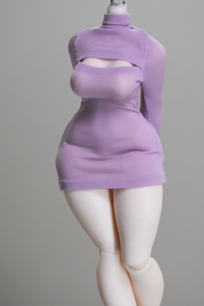 1/12 1/10 1/8 胸元カットアウト ボディコンミニワンピース