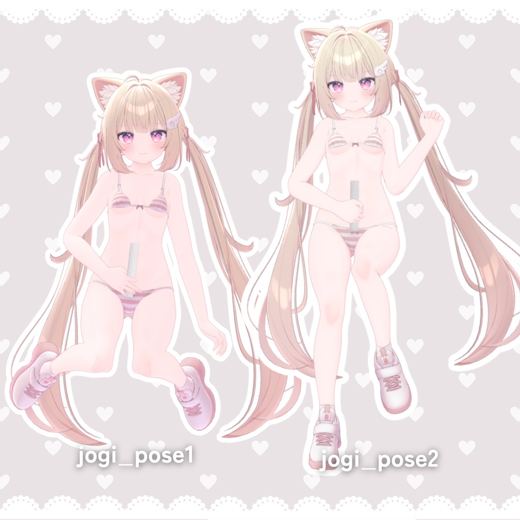 【無料/Free】定規でお腹を測るポーズ【定規付き!/全5種】