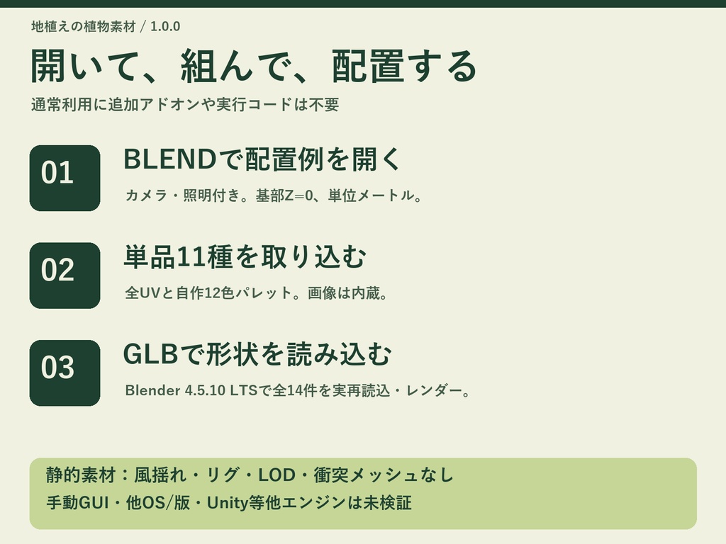 層でつくるローポリ植栽キット|BLEND・GLB