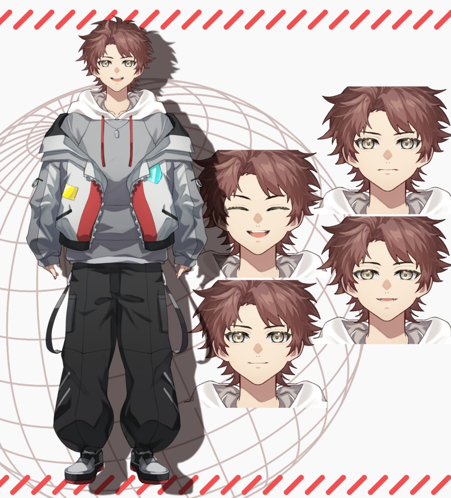 表情5種付き!ホビア二風少年 全身立ち絵