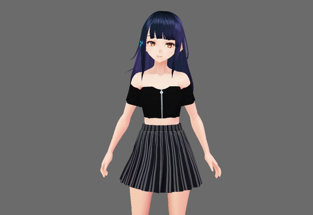 LADIS Striped Skirt w/ Shoulderless Top [VRoid] - ladis - BOOTH