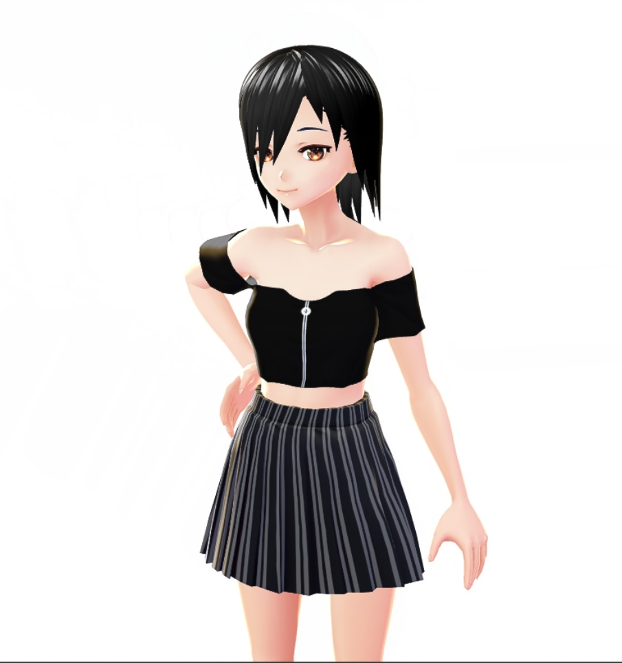 LADIS Striped Skirt w/ Shoulderless Top [VRoid]