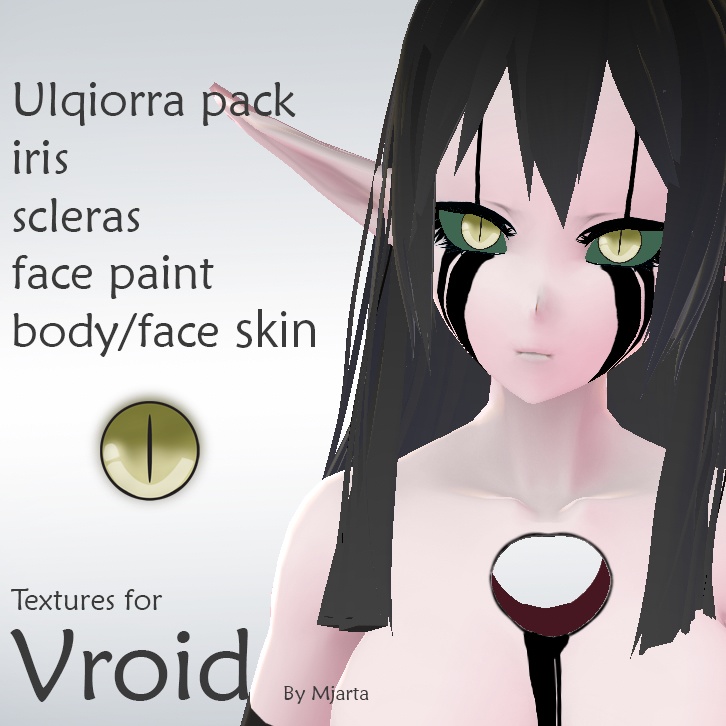【Vroid】目Ulquiorra texture pack虹彩Iris(eyes),Scleras,Face paint