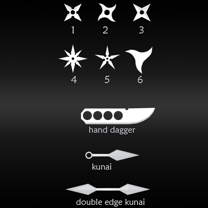 【 3D 】忍者武器Ninja weapon collection Shurikens, kunai