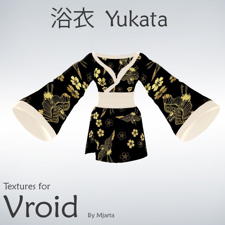 【Vroid】浴衣Yukata golden black dress