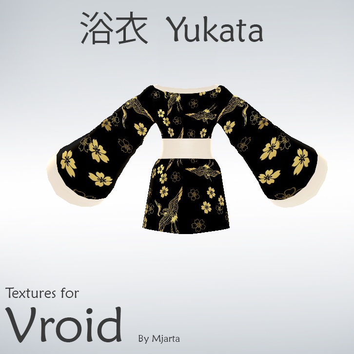 【Vroid】浴衣Yukata golden black dress