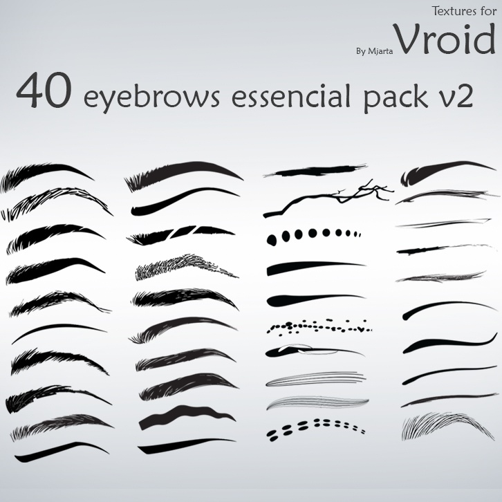 【Vroid】眉 eyebrows 女性 essencial anime - 40 differnet style