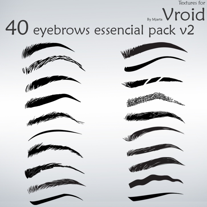 【Vroid】眉 eyebrows 女性 essencial anime - 40 differnet style