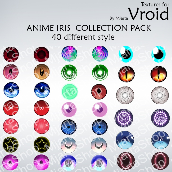 【Vroid】虹彩Anime iris pack 目40 different style (for eyes)