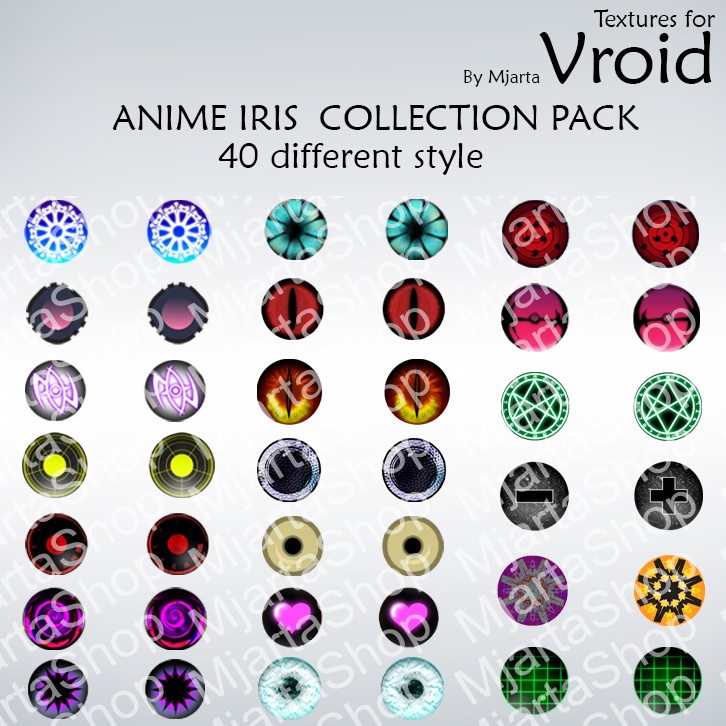 【Vroid】虹彩Anime iris pack 目40 different style (for eyes)