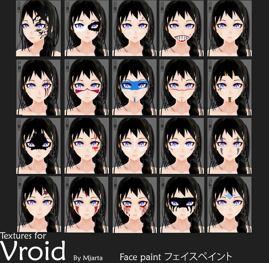 【Vroid】フェイスペイント Face paint anime style