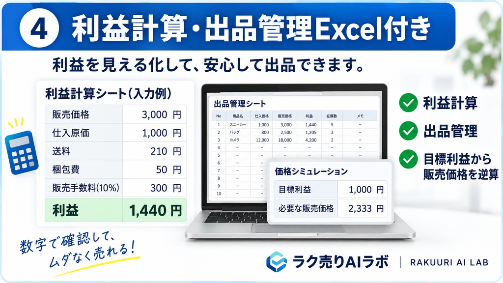 AIフリマ出品完全キット|説明文・価格計算・購入者対応までAIで時短