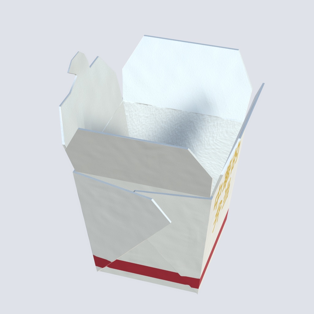 ワールド向け3Dモデル『映画とかでよく見る中華料理のテイクアウト容器の空き箱(オイスターペイル)』(FREE!)