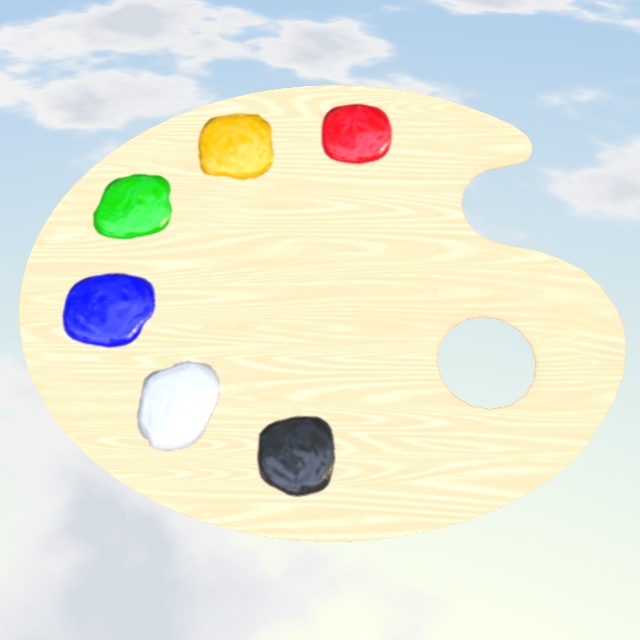 絵の具パレット・筆(FBXモデル)