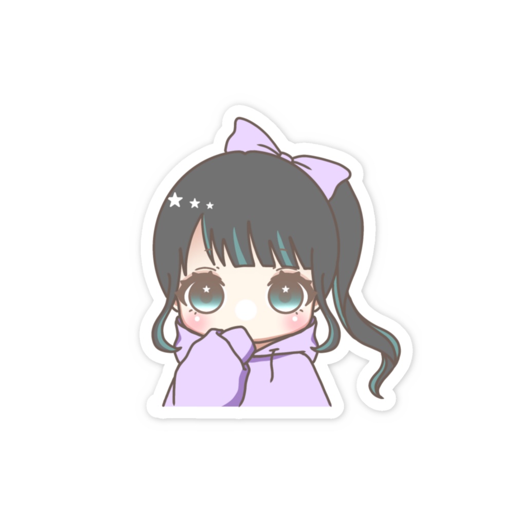 パーカーちゃんスマホステッカー 黒髪