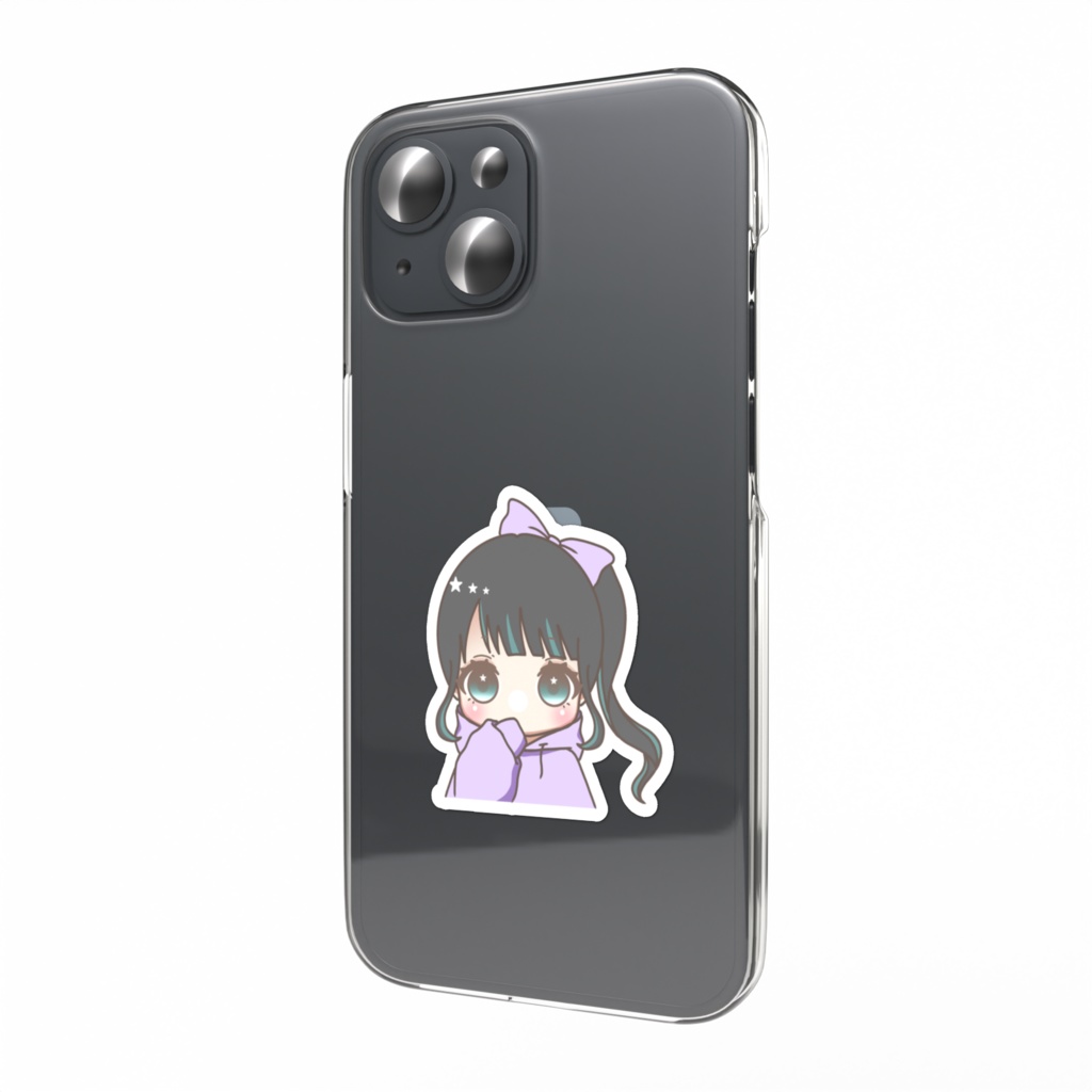 パーカーちゃんスマホステッカー　黒髪