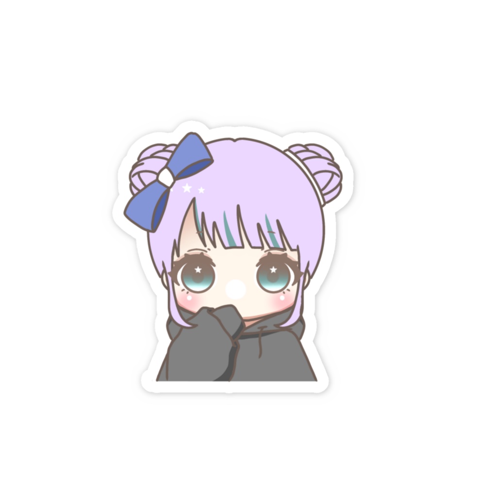 パーカーちゃんスマホステッカー 紫髪