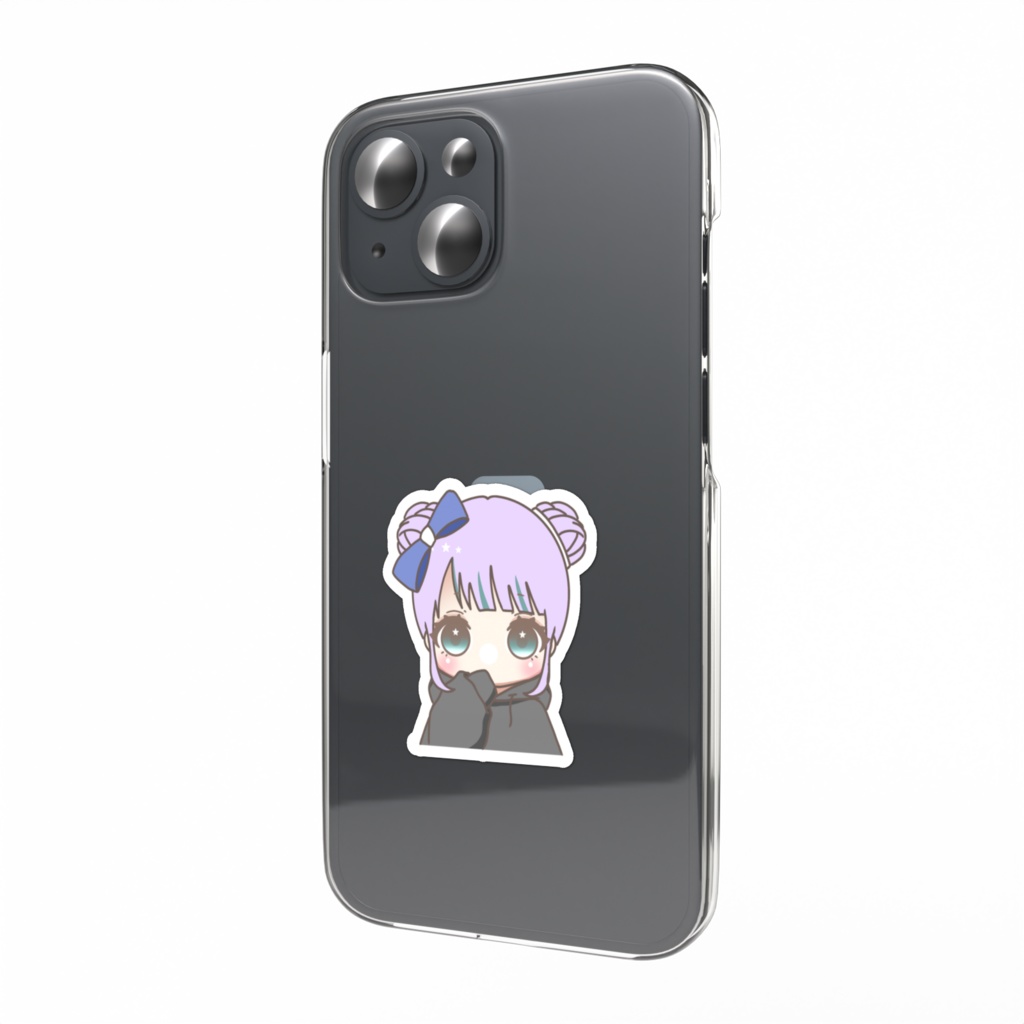 パーカーちゃんスマホステッカー 紫髪