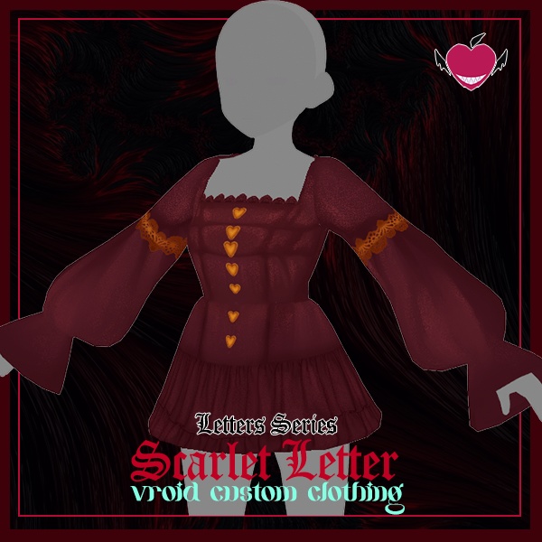 [VRoid衣装] Scarlet Letter Dress - 緋文字のドレス