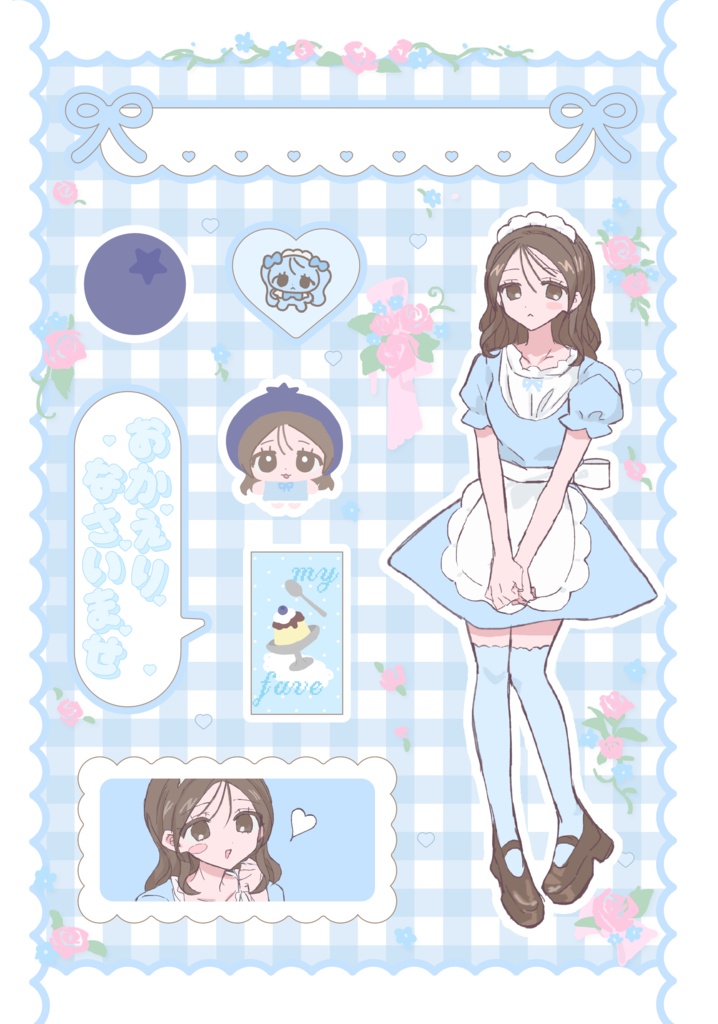 ♡Sweet maid Sticker(pastel pink/pastel blue)♡