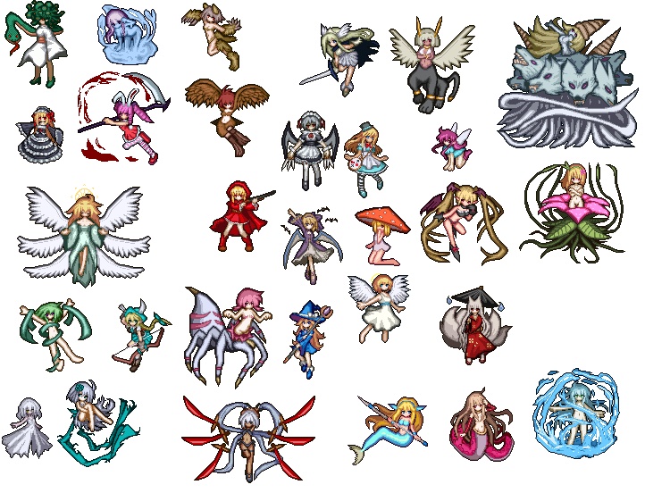 【無料】女の子モンスターのドット絵モンスター素材集　