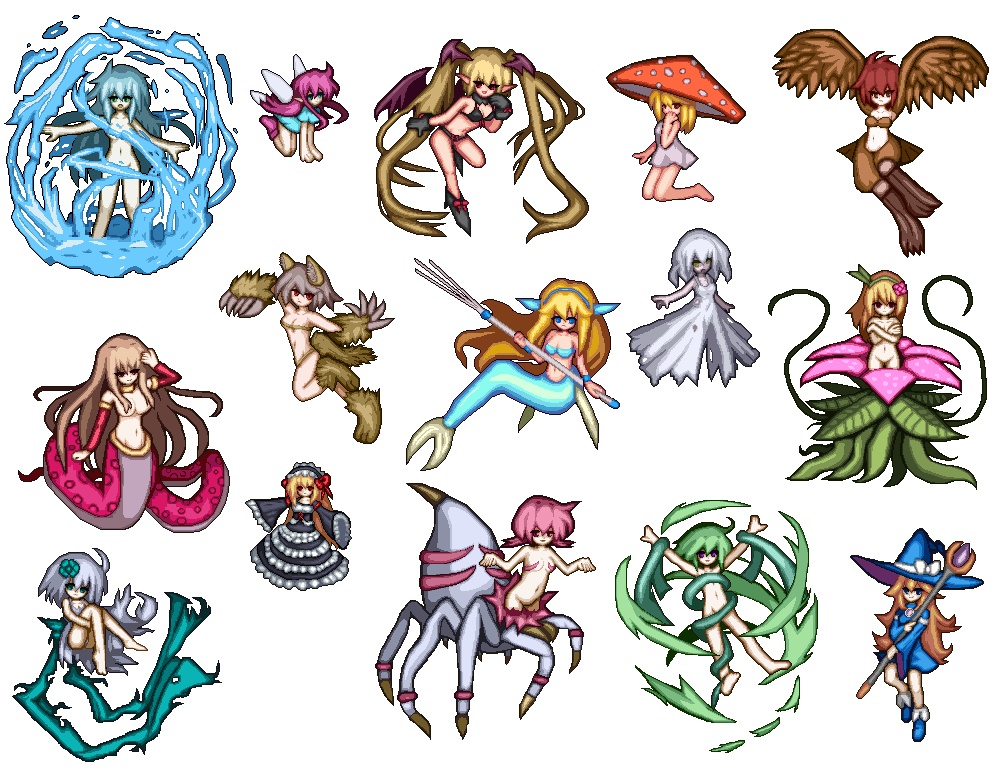 【無料】女の子モンスターのドット絵モンスター素材集2