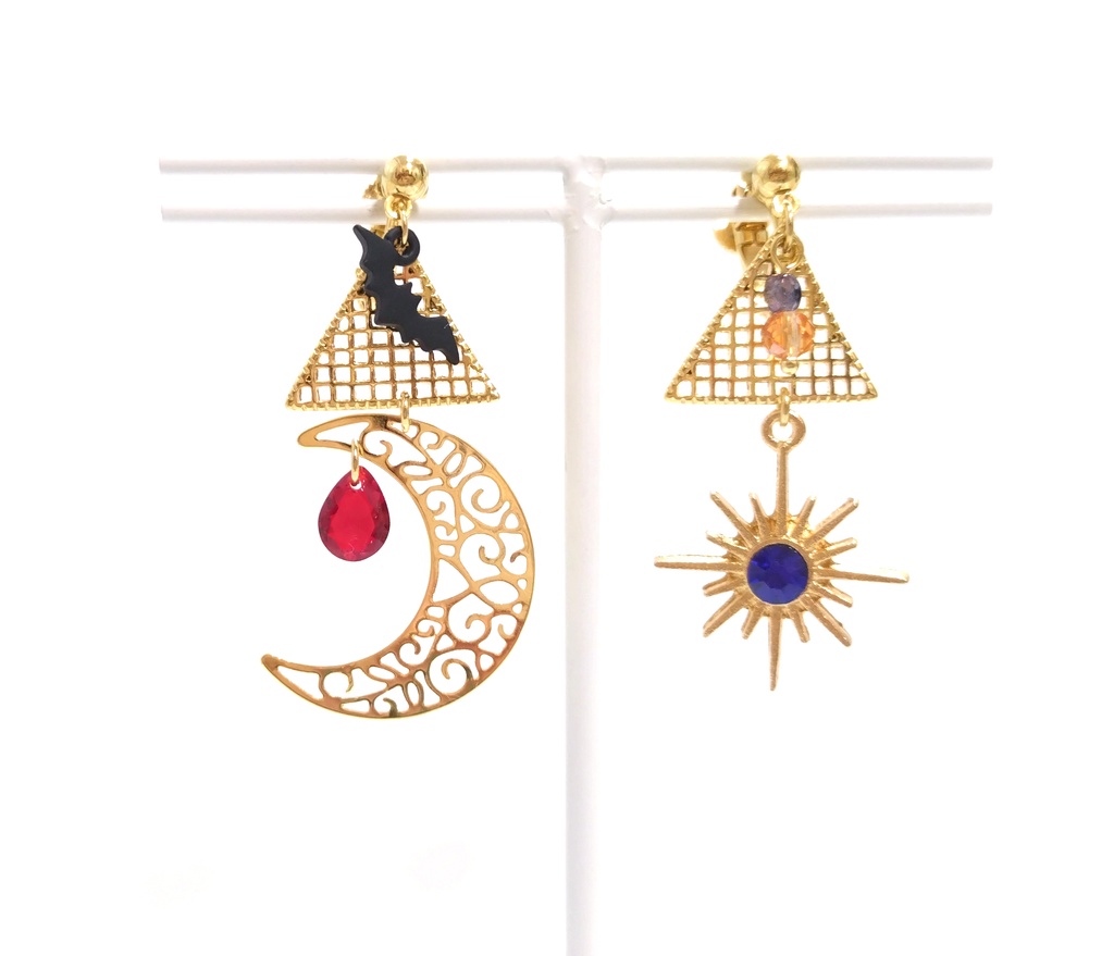 【ロナドラ】【Δロナドラ】太陽と月イメージイヤリング ※ピアス変更可