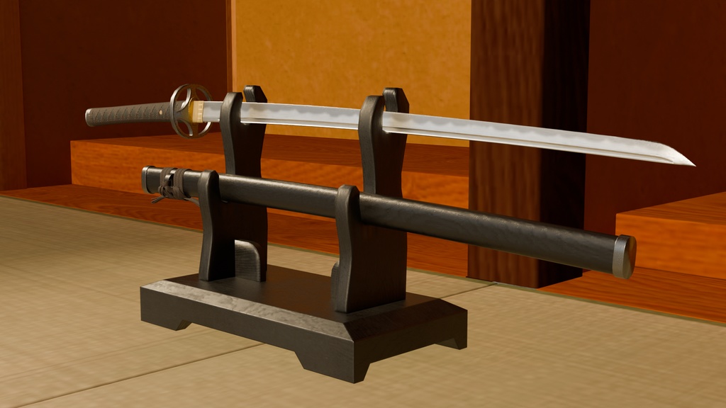 【無料配布】刀 / Katana 3Dモデル(ローポリ・テクスチャ付き)